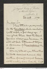 Nachlass Franz Steindachner, Brief von A. H. Garrod an Franz Steindachner (20.02.1878), Inv.Nr. 151.01, Seite 1
